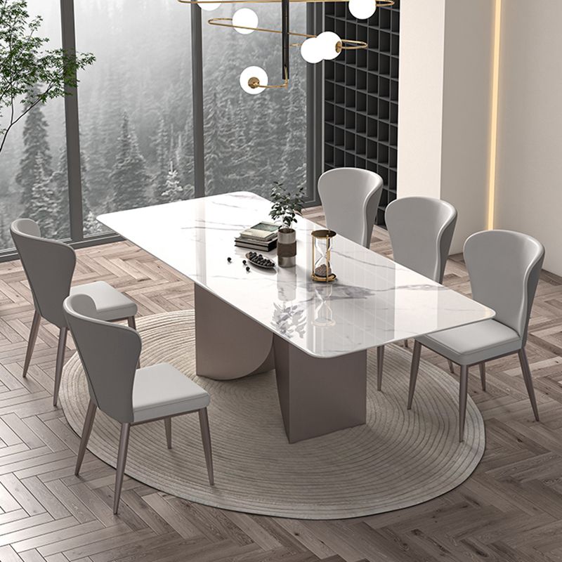 Nordic Glam Rectangle Sintered Stone Dining Table Set 1/2/4/6/7 Pieces Dining Set Clearhalo 'Dining Room Sets' 'Dining Tables & Seating' 'dining_room_set' 'furn' 'furn_dining_room_set' 'Furniture' 'furniture_dining_room_set' 'Kitchen & Dining Furniture' 1200x1200_5c7cc1ad-ee93-4f75-8c6b-d161e6ff0745