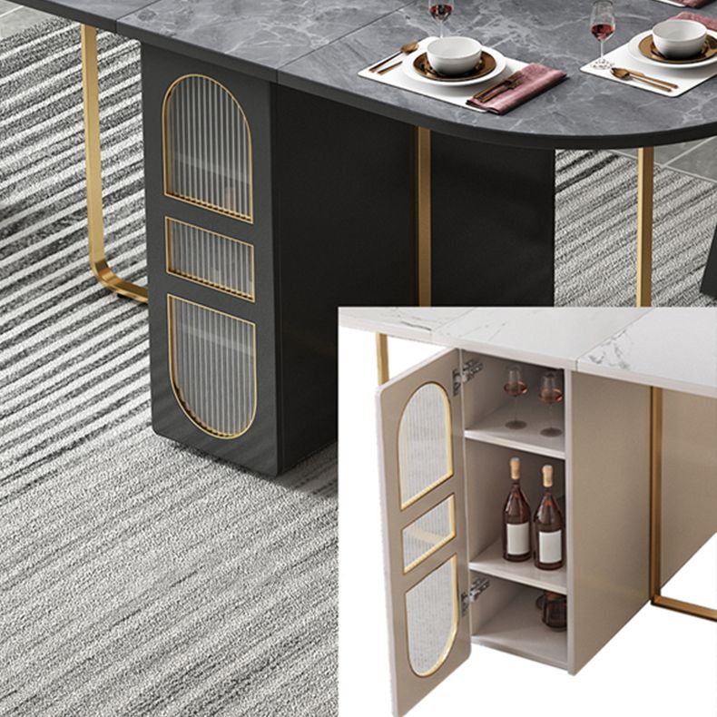 Modern Style Rectangle Dining Table Sintered Stone Drop-Leaf 59" Table for Home Use Clearhalo ' dining_table' 'Dining Tables & Seating' 'Dining Tables' 'furn' 'furn_dining_table' 'Furniture' 'furniture_dining_table' 'Kitchen & Dining Furniture' 'kitchen&dining_furn' 'kitchen' 'kitchen_dining_table' 1200x1200_5c82aed0-2210-40e8-a9e6-45f2fa9c0f32