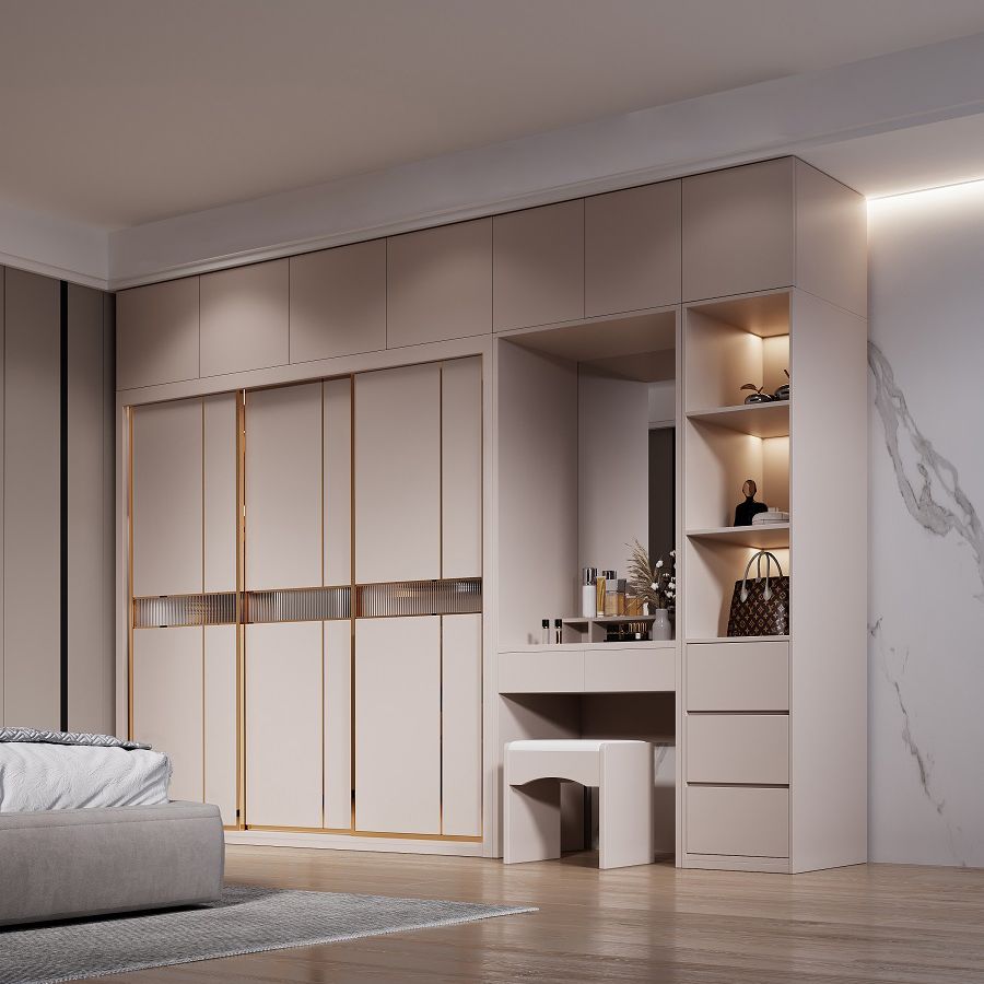 Guardaroba in legno ingegnerizzato armadio moderno in stile moderno con specchio