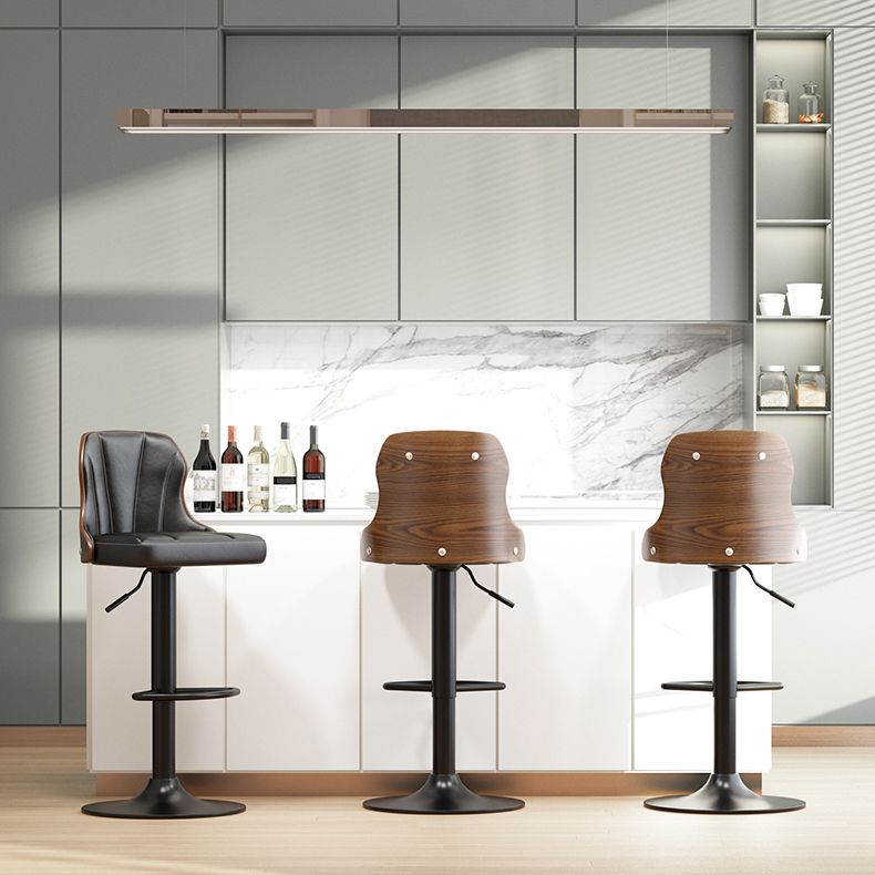 Scandinavian Metal Stool Leather Upholstered Counter Stool in Matte Finish for Indoor Clearhalo 'Bar Furniture' 'Bar Stools' 'bar_stools' 'furn' 'furn_bar_stools' 'Furniture' 'Kitchen & Dining Furniture' 1200x1200_5c86dd54-222f-4fd2-86d0-568f41dec408
