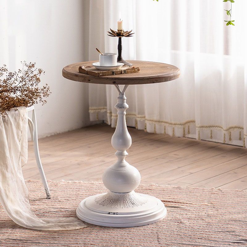 Wood Round Top Side Table Iron Pedestal End Table - Distressed Surface Treatment Clearhalo 'Coffee & Accent Tables' 'End & Side Tables' 'end_side_tables' 'furn' 'furn_end_side_tables' 'Furniture' 'Living Room Furniture' 1200x1200_5c86fa24-22a3-4b5c-b62b-d7b299e46083