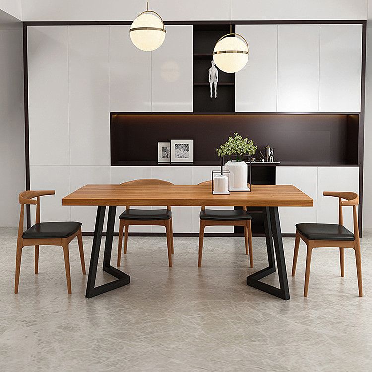 Ensemble de dinette rectangulaire en bois massif, ensemble de table à manger industrielle 1/2/5/7 pièces en naturel