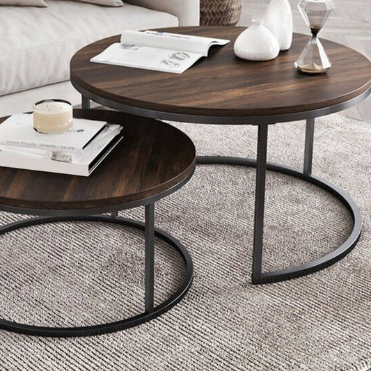 Mesa de café contemporánea mesa de café redonda de madera sólida