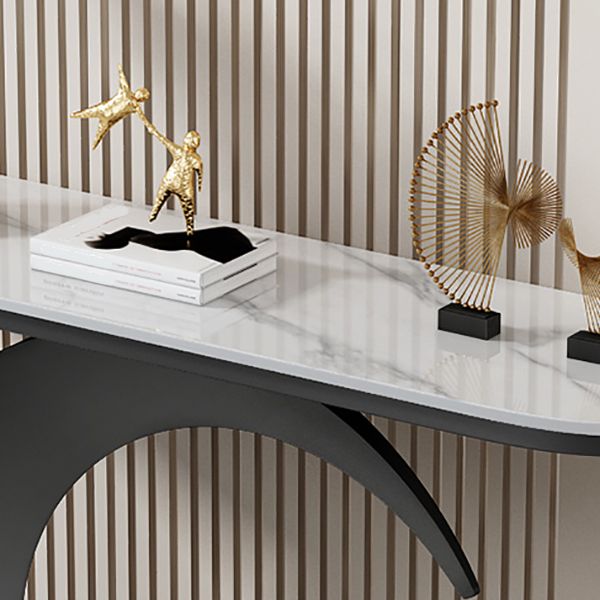 Stain Resistant 11.81" W x 31.49" H Stone Half Moon Table for Hall Clearhalo 'Console Tables' 'console_tables' 'Entry & Mudroom Furniture' 'furn' 'furn_console_tables' 'Furniture' 1200x1200_5c8bd53d-b0fc-491d-b5f0-d540002e33fe