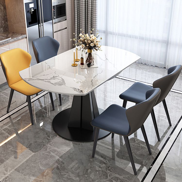 Simplicity Round Dining Table Marble Table with Black Pedestal Base Clearhalo ' dining_table' 'Dining Tables & Seating' 'Dining Tables' 'furn' 'furn_dining_table' 'Furniture' 'furniture_dining_table' 'Kitchen & Dining Furniture' 'kitchen&dining_furn' 'kitchen' 'kitchen_dining_table' 1200x1200_5c8d8dcf-be0d-4d94-b6ac-575e131adbd5