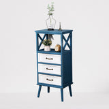 Contemporary Wood Accent Chest with Drawers and Shelf 12.59" Wide