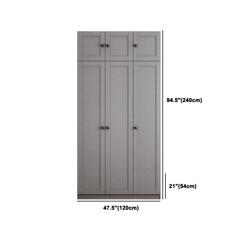 Contemporary Grey Wardrobe Armoire Engineered Wood Wardrobe Closet