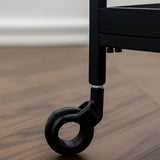 Modernistic Double Tier Accent Side Table Solid Wood Black Rectangular Corner Table