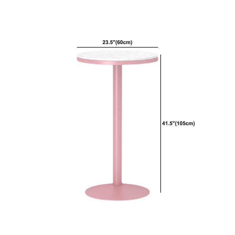 1/3/4/5 Piezas Mesa de barra de color rosa industrial Juego de bistro redondo con tapa de mármol de imitación blanca