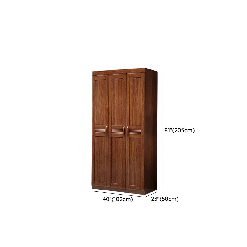 Braune Walnuss -Massivholzgarderobe Traditioneller freistehender Kleiderschrank Armoire