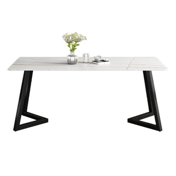 Simplicity Dining Table Rectangular Sintered Stone Table with Metallic Base Clearhalo ' dining_table' 'Dining Tables & Seating' 'Dining Tables' 'furn' 'furn_dining_table' 'Furniture' 'furniture_dining_table' 'Kitchen & Dining Furniture' 'kitchen&dining_furn' 'kitchen' 'kitchen_dining_table' 1200x1200_5c974f4d-27d5-40e0-b57a-693e5285df04