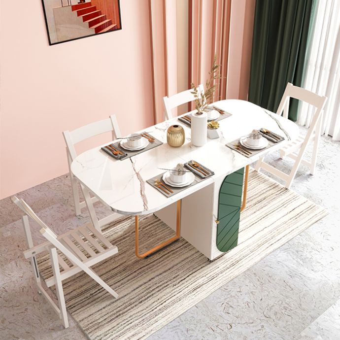 Contemporary Oval Dining Room Table Sintered Stone Drop-Leaf Table,59"L x 29.5"H Clearhalo ' dining_table' 'Dining Tables & Seating' 'Dining Tables' 'furn' 'furn_dining_table' 'Furniture' 'furniture_dining_table' 'Kitchen & Dining Furniture' 'kitchen&dining_furn' 'kitchen' 'kitchen_dining_table' 1200x1200_5c97e1e0-89b1-4ca4-a069-0bb05c510a0d