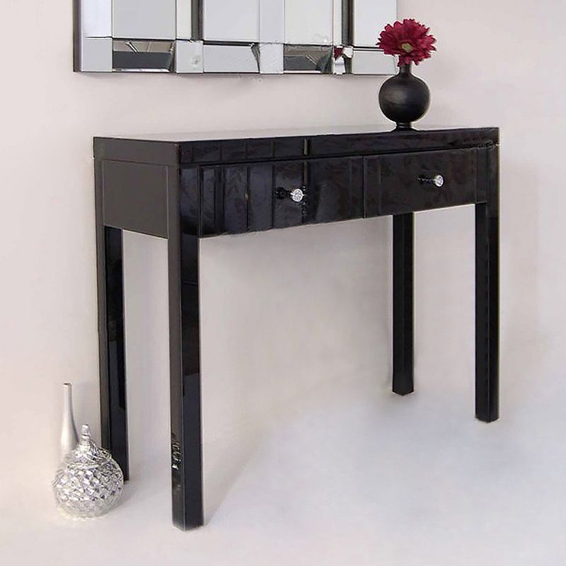 Glass Vanity Set with Tri-Fold 13.77" Wide Make-up Vanity with 2 Storage Drawers Clearhalo 'Bedroom Furniture' 'furn' 'furn_makeup_vanities' 'Furniture' 'Makeup Vanities' 'makeup_vanities' 1200x1200_5c98339b-afd6-4372-8d0f-2e13807bbd63