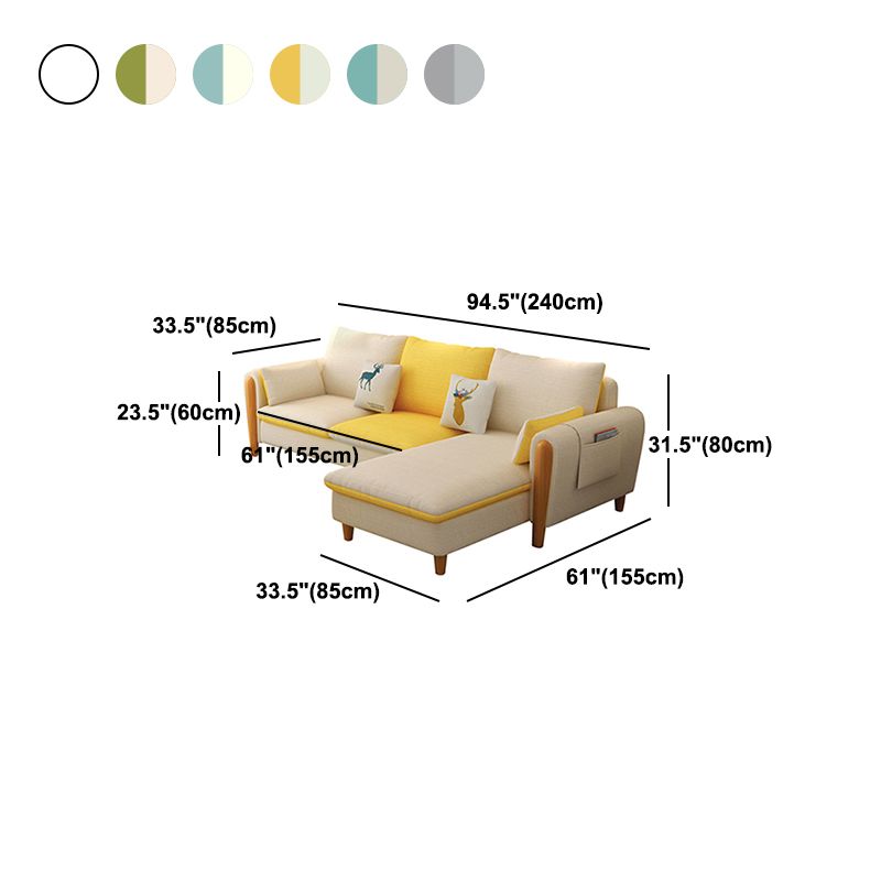 Linence scandinavo Blend sezionale con archiviazione e braccio svasato