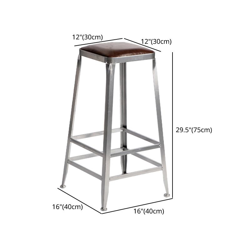 Industrial Coffee Shop Footrest Stools Silver Iron Bar Stool Clearhalo 'Bar Furniture' 'Bar Stools' 'bar_stools' 'furn' 'furn_bar_stools' 'Furniture' 'furniture_bar_stools' 'Kitchen & Dining Furniture' 1200x1200_5c9bbbf3-f95b-4054-8f27-5b1a2f38a1c3