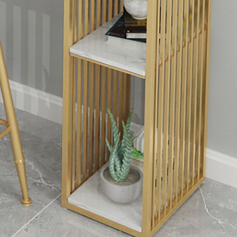 Mesa de mostrador de barra de piedra Glam, mesa de mostrador de barra rectangular con patas de metal para cocina