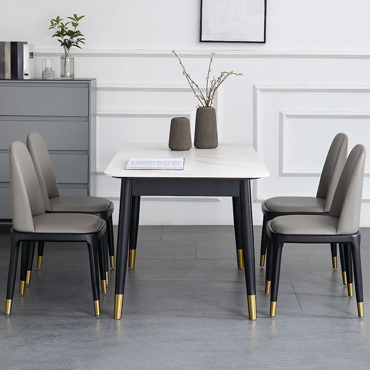 Minimalist Sintered Stone Extendable Dining Set Rectangle Shape White Dining Set for Kitchen Clearhalo 'Dining Room Sets' 'Dining Tables & Seating' 'dining_room_set' 'furn' 'furn_dining_room_set' 'Furniture' 'furniture_dining_room_set' 'Kitchen & Dining Furniture' 'kitchen&dining_furn' 'kitchen' 1200x1200_5c9cd99e-7191-4873-9eef-2ee77cd4a22c