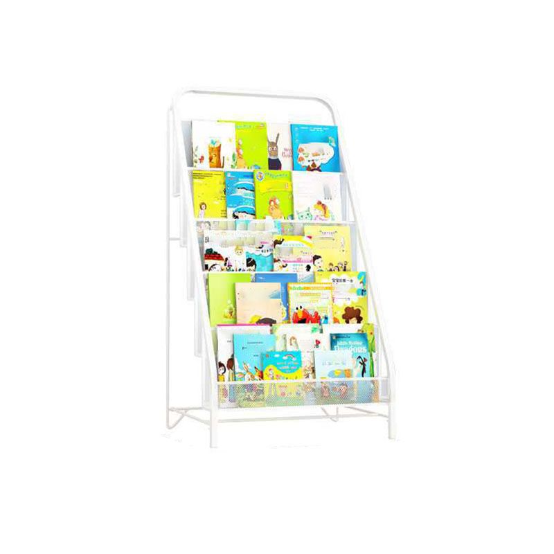 Industrial Iron Ladder Bookshelf White and Black Closed Back Bookcase for Home Clearhalo 'Bookcases' 'furn' 'furn_bookcases' 'Furniture' 'furniture_bookcases' 'Office Furniture' 1200x1200_5c9d1470-d1e3-4e49-be19-3f833b51c9c4