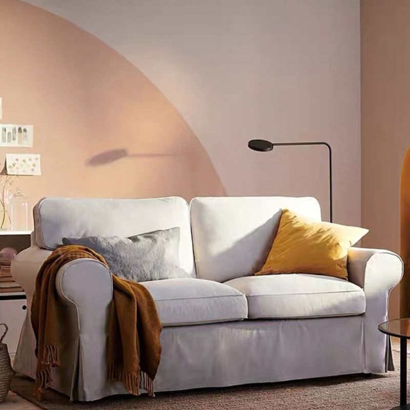 コンテンポラリーホワイトクッション標準ロールアーム2シーターソファ