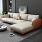 Scandinavian Stationary Faux leather Square Arm Cushion Back Sofa & Chaise