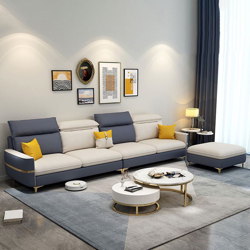 Sofa sectionnel glamour sectionnel en cuir beige avec oreillers de bostol