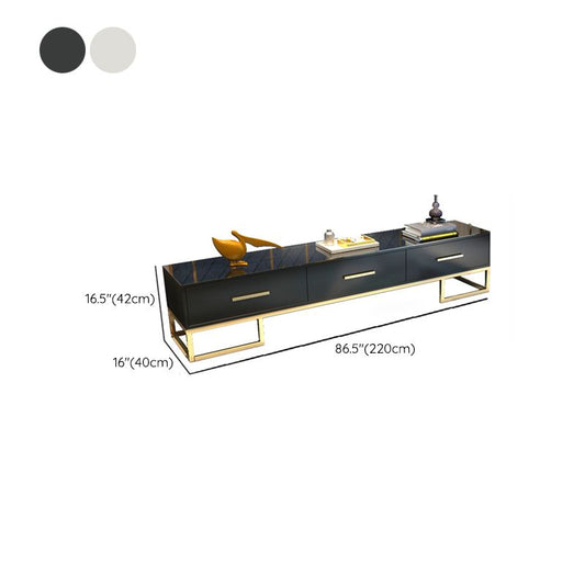 Engineered Wood TV Media Console Glam TV Stand with 3 Drawers