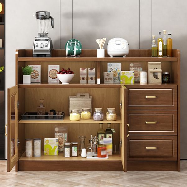 3-Drawer Rubber Wood Sideboard Glam Open Storage Credenza for Living Room Clearhalo 'buffet_sideboard' 'Buffets & Sideboards' 'furn' 'furn_buffet_sideboard' 'Furniture' 'furniture_buffet_sideboard' 'Kitchen & Dining Furniture' 1200x1200_5ca33fcf-b196-4a9a-912d-3ea3ed544b7d