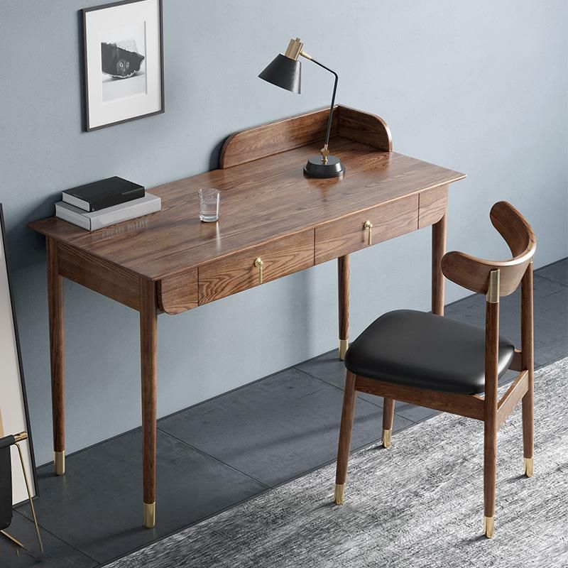 Glam Office Desk Rectangular Brown Solid Wood Writing Desk for Home Clearhalo 'furn' 'furn_office_desk' 'Furniture' 'Office Desks' 'Office Furniture' 'office_desk' 1200x1200_5ca35676-855c-4646-9f0d-cea89c2cdc41
