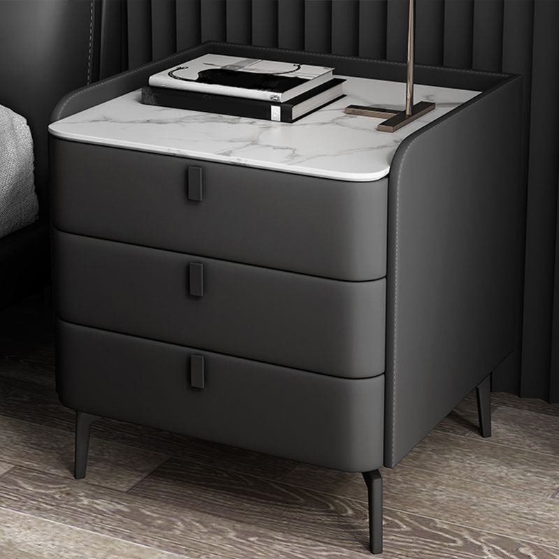 Comodino in legno con 3 cassetti contemporanei da 25 "alto comodino