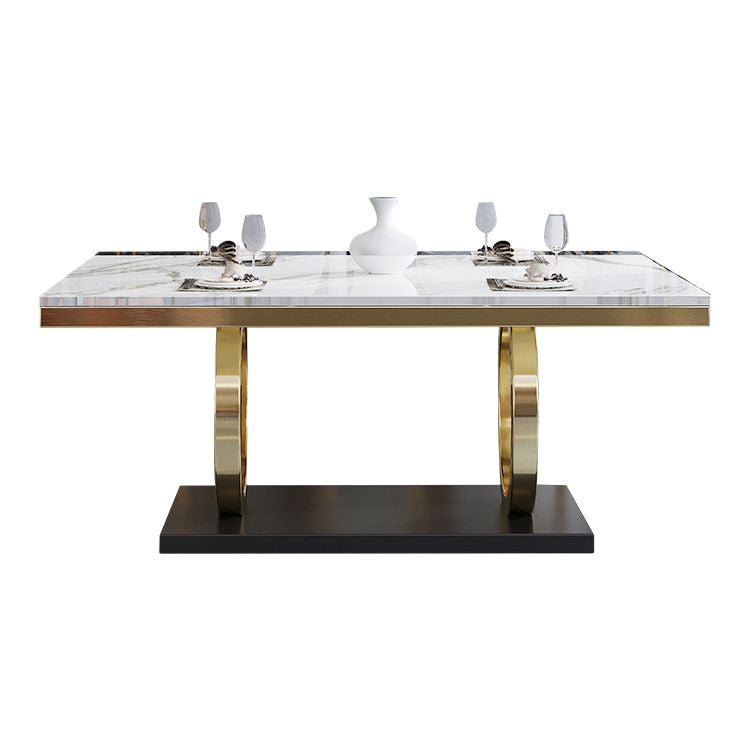 Rectangle Traditional Luxury Dining Table Gold Trestle Base Table for Dining Room Clearhalo ' dining_table' 'Dining Tables & Seating' 'Dining Tables' 'furn' 'furn_dining_table' 'Furniture' 'furniture_dining_table' 'Kitchen & Dining Furniture' 'kitchen&dining_furn' 'kitchen' 'kitchen_dining_table' 1200x1200_5ca68acb-132e-4d1f-b69d-d884bb512ce7