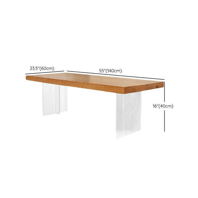 Table basse rectangulaire scandinave en bois, pieds en acrylique de 15,7 pouces de hauteur, table de cocktail
