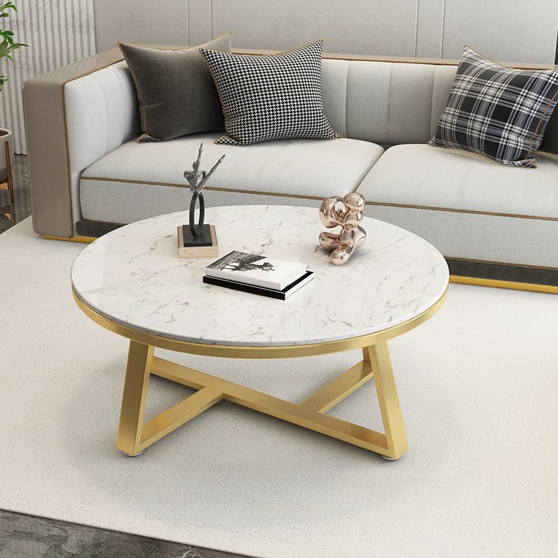 17.7" Tall Modern Cross Leg Cocktail Table Slate Round Top Coffee Table Clearhalo 'Coffee & Accent Tables' 'Coffee Tables' 'coffee_tables' 'Furniture' 'furniture_coffee_tables' 'Living Room Furniture' 1200x1200_5ca721e0-0204-4487-ab02-537d9766fd76