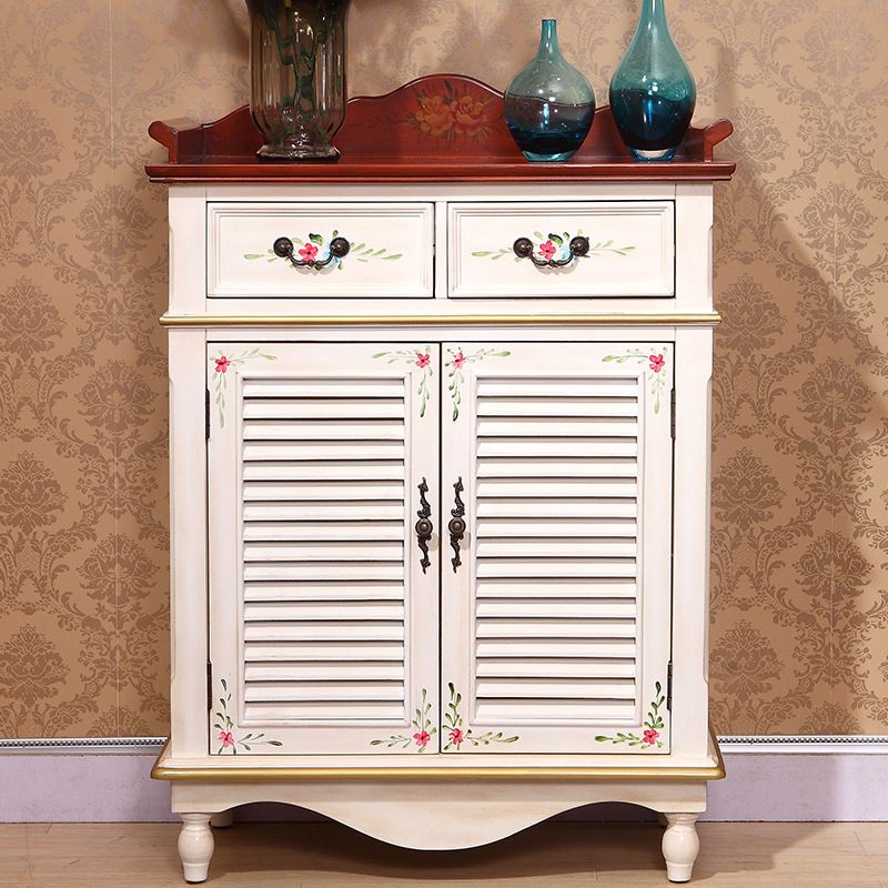 Industrial Rectangle Accent Cabinet with Solid Wood Bun Feet