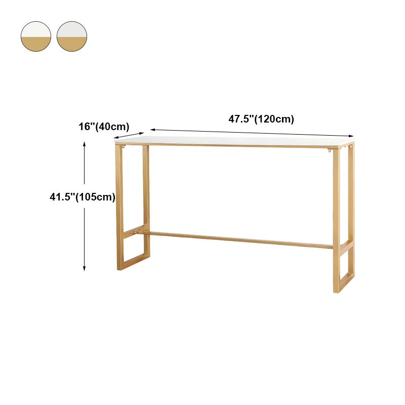 Glam -witte tafel met rechthoektafel top gouden schoktafel - 41.3 "h