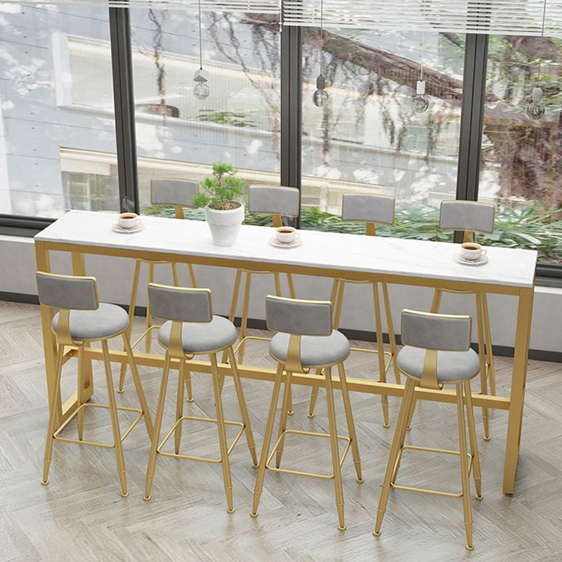 Glam Bar Table Set 1/5/9 Pieces Rectangle Stone Counter Table with Stools for Living Room Clearhalo 'Bar Furniture' 'furn' 'furn_home_bar_bar_sets' 'Furniture' 'Home Bars & Bar Sets' 'home_bar_bar_sets' 'Kitchen & Dining Furniture' 1200x1200_5ca91884-872a-4cf0-b04f-6efc6960df7b