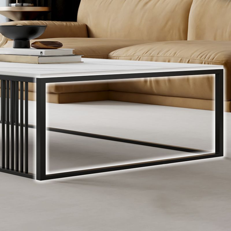 Contemporary 17.7" H Coffee Table Rectangular Stone Top Simple Cocktail Table Clearhalo 'Coffee & Accent Tables' 'Coffee Tables' 'coffee_tables' 'furn' 'furn_coffee_tables' 'Furniture' 'Living Room Furniture' 1200x1200_5caafb34-78dd-47c7-9971-ec9e3c2c6025