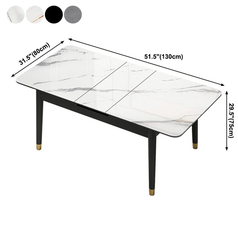 Rectangle 4 Legs Home Furniture Stone Dining Room Collection with Drop Leaf Clearhalo ' dining_table' 'Dining Tables & Seating' 'Dining Tables' 'furn' 'furn_dining_table' 'Furniture' 'furniture_dining_table' 'Kitchen & Dining Furniture' 'kitchen&dining_furn' 'kitchen' 'kitchen_dining_table' 1200x1200_5cab4130-773d-46d3-ac52-d9de29a09317