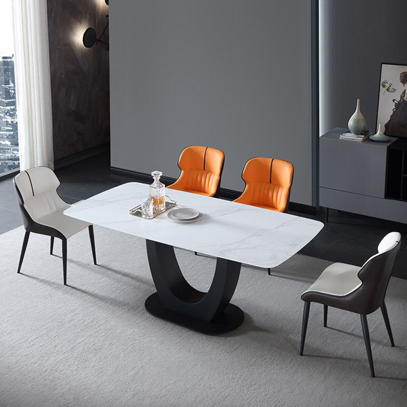 Industriële rechthoek eettafel gesinterde stenen tafel met metalen been voor thuis