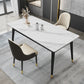 Sintered Stone Top Dining Table Simplicity Rectangle Table with 4 Iron Legs