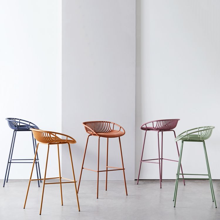 Contemporary Matte Finish Metal Bar Stool Footrest Milk Tea Shop Stool Clearhalo 'Bar Furniture' 'Bar Stools' 'bar_stools' 'furn' 'furn_bar_stools' 'Furniture' 'furniture_bar_stools' 'Kitchen & Dining Furniture' 1200x1200_5caced83-5a6a-4877-89d7-d950479d009d