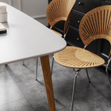 Mesa rectangular moderna de piedra sinterizada con patas de madera para el hogar