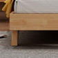 84.65 inch Wide Mid-century Bed Frame Solid Wood Bed with Upholstered Headboard