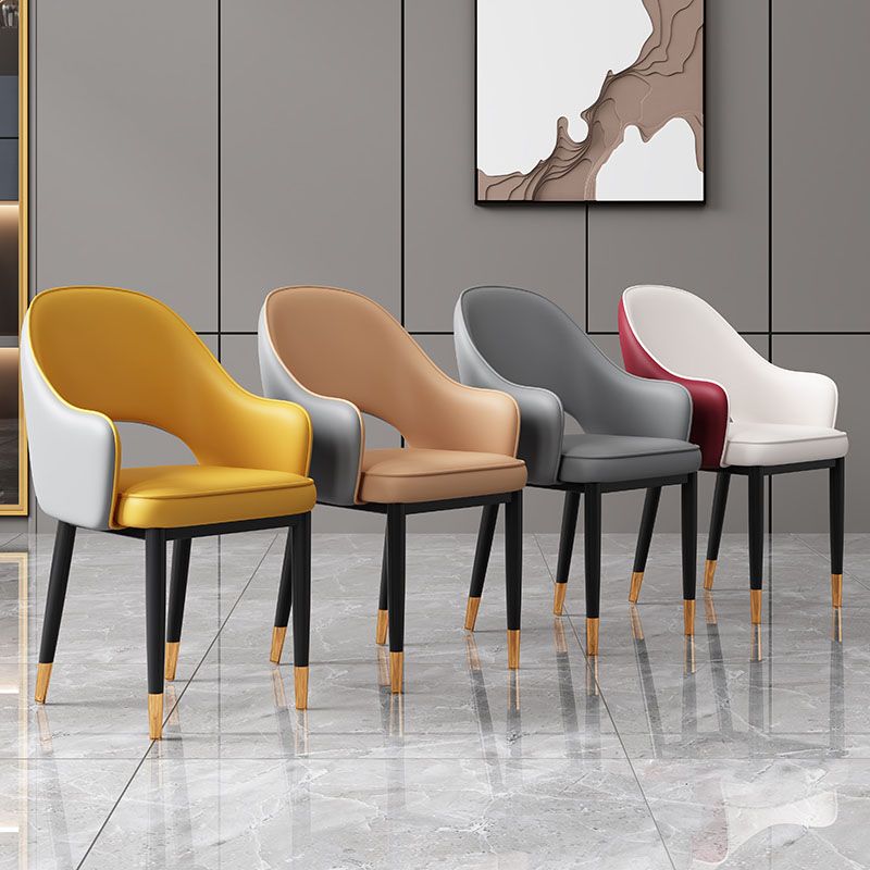 Glam Iron Arm Chair Open Back Dining Side Chair with Upholstered(Set of 4) Clearhalo 'Dining Chairs' 'Dining Tables & Seating' 'dining_chair' 'furn' 'furn_dining_chair' 'Furniture' 'furniture_dining_chair' 'Kitchen & Dining Furniture' 1200x1200_5cb0ad44-0af4-41da-bfd7-36895b5f03d9