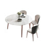 Mesa de comedor contemporánea con base metálica Mesa de comedor de piedra rectangular