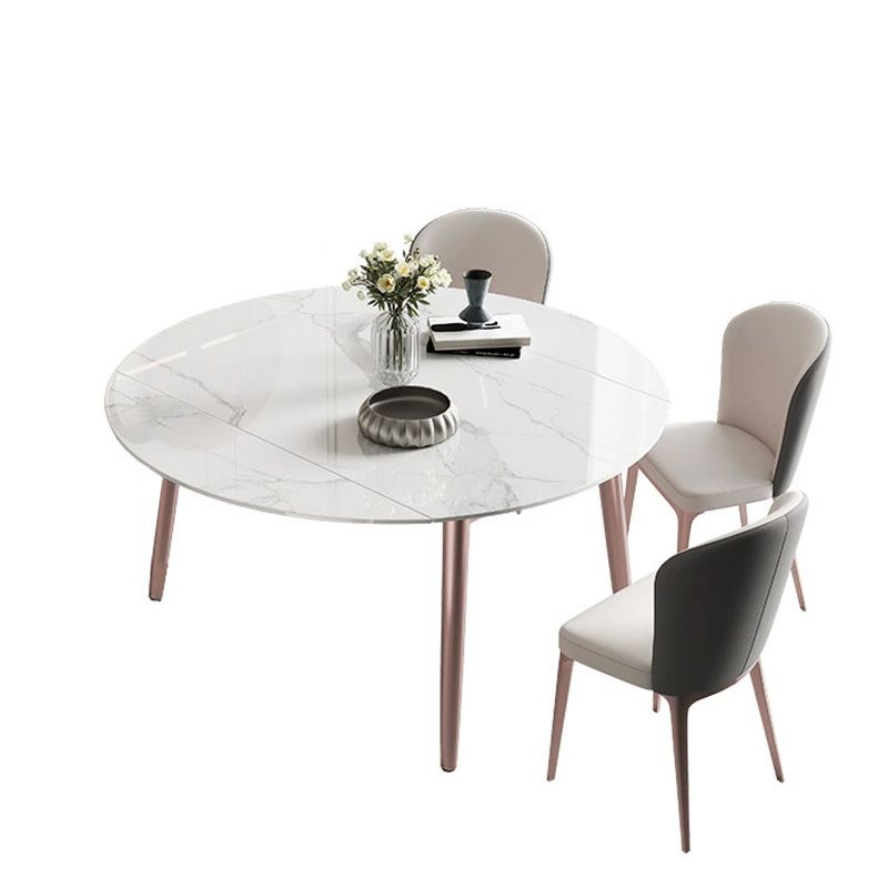 Mesa de comedor contemporánea con base metálica Mesa de comedor de piedra rectangular