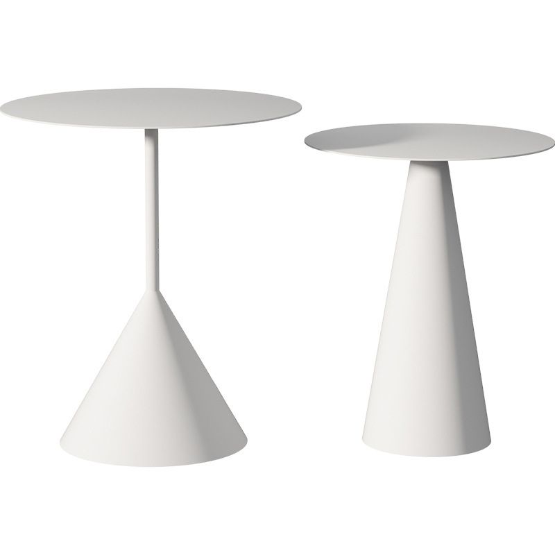 Pedestal Metal Coffee Table Round Black/White Cocktail Table