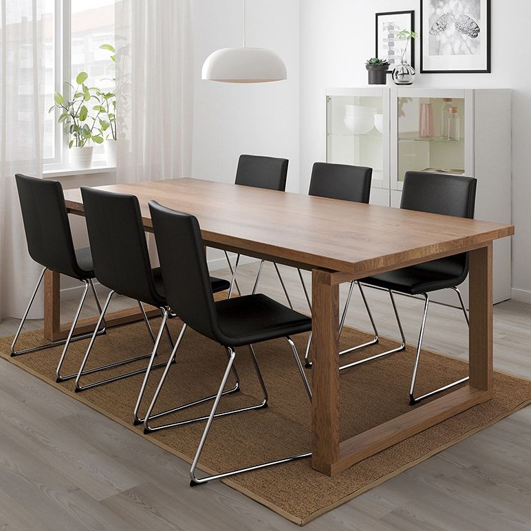 Wood Top Dining Table Rectangle Pine Wood Table with Sled Base Clearhalo ' dining_table' 'Dining Tables & Seating' 'Dining Tables' 'furn' 'furn_dining_table' 'Furniture' 'furniture_dining_table' 'Kitchen & Dining Furniture' 'kitchen&dining_furn' 'kitchen' 'kitchen_dining_table' 1200x1200_5cb31ab2-ed96-4212-b896-152cad18f1f8
