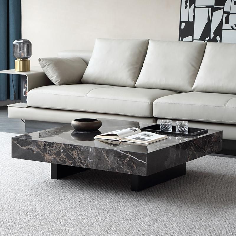 Contemporary Stone Coffee Table Rectangle Sled Coffee Cocktail Table Clearhalo 'Coffee & Accent Tables' 'Coffee Tables' 'coffee_tables' 'furn' 'furn_coffee_tables' 'Furniture' 'Living Room Furniture' 1200x1200_5cb54e21-4073-4f08-9be6-e4e389cfe482