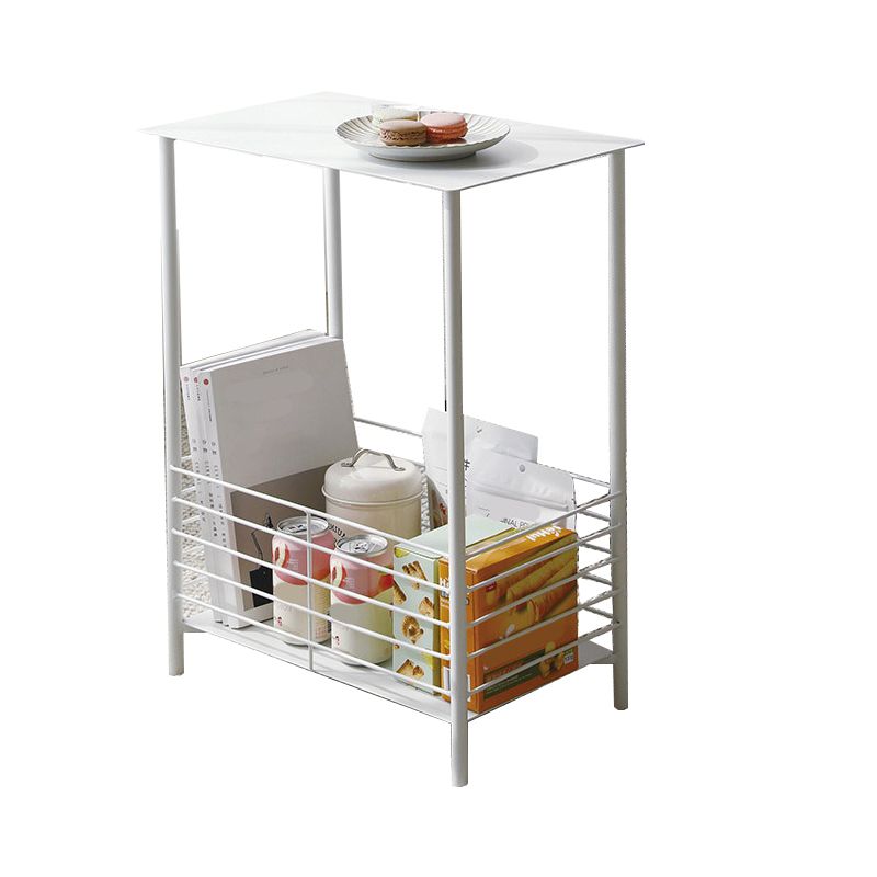 23.62" Tall Rectangular Side Accent Table Metal 4 Legs End Table