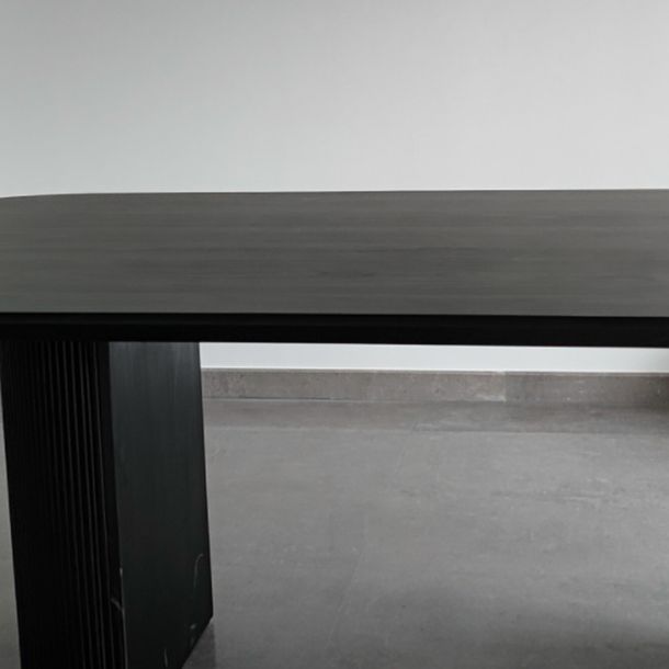 Solid Wood Black Tone Table Simplicity Double Pedestal Table for Dining Room Clearhalo ' dining_table' 'Dining Tables & Seating' 'Dining Tables' 'furn' 'furn_dining_table' 'Furniture' 'furniture_dining_table' 'Kitchen & Dining Furniture' 'kitchen&dining_furn' 'kitchen' 'kitchen_dining_table' 1200x1200_5cb6d7ad-7bec-4174-adb3-8e4d12906385